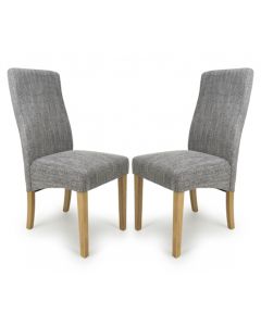 Bailey Grey Tweed Fabric Dining Chairs In Pair