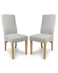 Bailey Grey Weave Linen Effect Fabric Dining Chairs In Pair