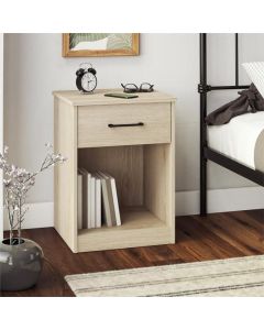 Brez Wooden Bedside Cabinet With 1 Drawer In Light Oak