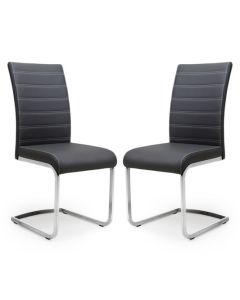 Callisto Black Leather Effect Dining Chairs In Pair