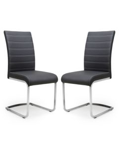 Callisto Black Leather Effect Dining Chairs In Pair