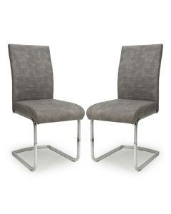 Callisto Light Grey Suede Effect Dining Chairs In Pair