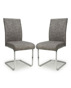 Callisto Light Grey Suede Effect Dining Chairs In Pair