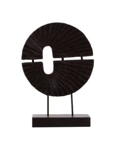 Lacuna Round Wooden Sculpture In Black