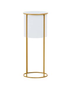 Trosa Large Metal Floor Standing Planter In White And Gold