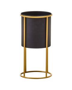 Trosa Large Metal Floor Standing Planter In Black And Gold