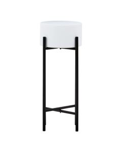 Trosa Small Metal Floor Standing Planter In White And Black