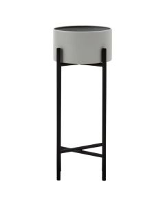 Trosa Small Metal Floor Standing Planter In Grey And Black