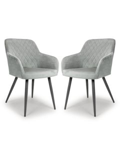 Marina Grey Brushed Velvet Dining Chairs In Pair