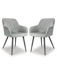 Marina Grey Brushed Velvet Dining Chairs In Pair