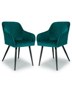 Marina Mint Green Brushed Velvet Dining Chairs In Pair