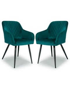 Marina Mint Green Brushed Velvet Dining Chairs In Pair