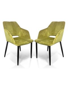 Nero Lime Gold Brushed Velvet Dining Chairs In Pair