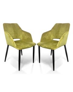 Nero Lime Gold Brushed Velvet Dining Chairs In Pair