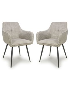 Denver Mink Corduroy Fabric Dining Chairs In Pair