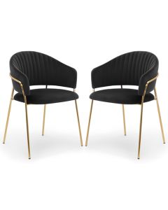 Maya Black Brushed Velvet Dining Chairs In Pair