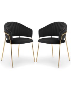 Maya Black Brushed Velvet Dining Chairs In Pair