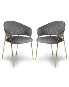 Maya Grey Brushed Velvet Dining Chairs In Pair
