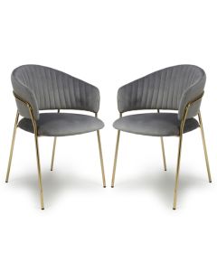 Maya Grey Brushed Velvet Dining Chairs In Pair