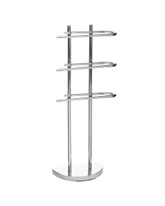 Aachen Metal 3 Arm Towel Stand With Round Base In Chrome
