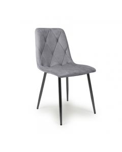 Vernon Set Of 4 Brushed Velvet Dining Chairs In Grey