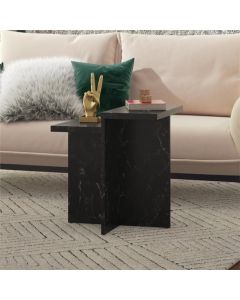Brielle Wooden Side Table In Black Faux Marble Effect