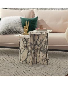 Brielle Wooden Side Table In Onyx Faux Marble Effect