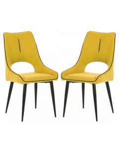 Lima Yellow Chenille Effect Dining Chairs In Pair