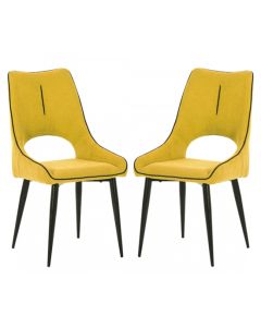 Lima Yellow Chenille Effect Dining Chairs In Pair