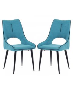 Lima Blue Chenille Effect Dining Chairs In Pair