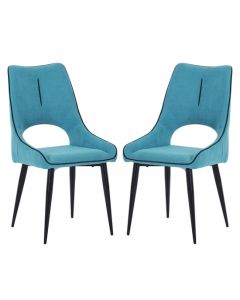 Lima Blue Chenille Effect Dining Chairs In Pair