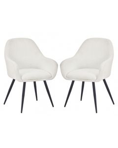 Olympia White Boucle Fabric Dining Chairs In Pair