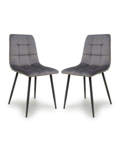 Madison Grey Brushed Velvet Dining Chairs In Pair
