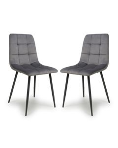 Madison Grey Brushed Velvet Dining Chairs In Pair