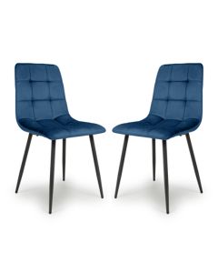 Madison Blue Brushed Velvet Dining Chairs In Pair
