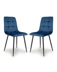 Madison Blue Brushed Velvet Dining Chairs In Pair