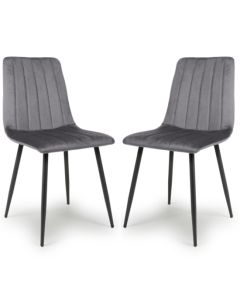 Lisbon Grey Brushed Velvet Dining Chairs In Pair