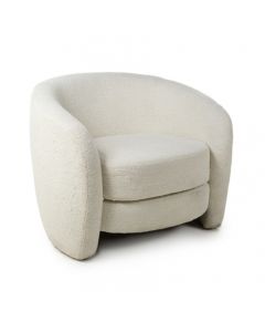 Petra Boucle Fabric Tub Chair In Vanilla White