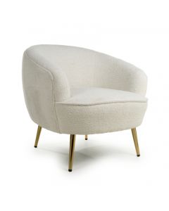 Lucia Boucle Fabric Tub Chair In Vanilla White