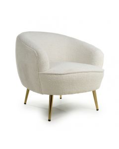 Lucia Boucle Fabric Tub Chair In Vanilla White