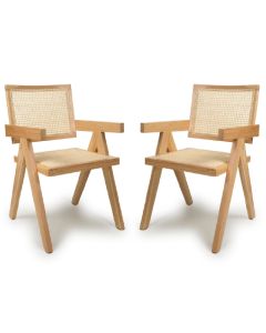 Dublin Natural Rattan Dining Chairs In Pair