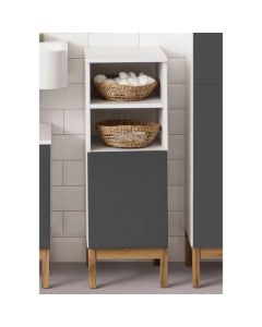 Mirza Wooden Bathroom Storage Cabinet With 1 Door In White And Anthracite