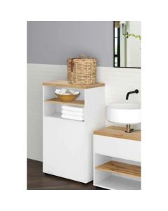 Thessa Wooden Bathroom Storage Cabinet With 2 Doors In White Oak