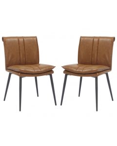 Lansdowne Tan Leather Effect Dining Chairs In Pair