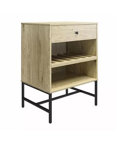 Tamlin Wooden End Table With 1 Drawer In Linseed Oak