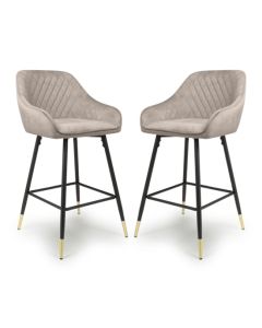 Savanna Mink Brushed Velvet Bar Stools In Pair