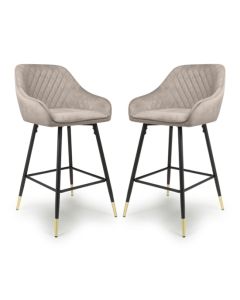 Savanna Mink Brushed Velvet Bar Stools In Pair