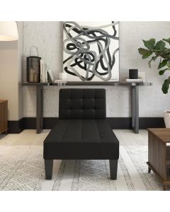 Adalynn Faux Leather Lounge Chaise Chair In Black