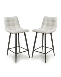 Lichfield Cream Boucle Fabric Bar Stools In Pair
