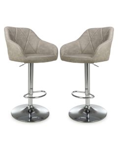 Serena Mink Leather Effect Bar Stools In Pair